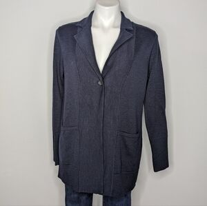 NWT J Jill Navy Blue Single Button Knit Collared Cardigan Sweater SP